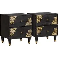 vidaXL Cabinet de chevet avec tiroir 2 pcs Noir 40 x 33 x 46 cm