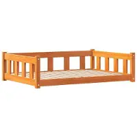 vidaXL Lit pour chien, 100 x 70 x 28 cm, en bois massif de pin, finition brun cire