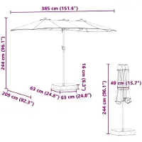 vidaXL Parasol de jardin Taupe 385 x 209 x 244 cm Polyester