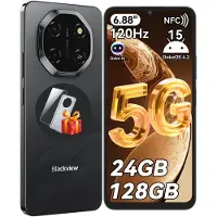 Blackview Smartphone WAVE 10 sans abonnement, Android 16, 32 + 128 Go, double SIM, 120 Hz, 6,88 pouces, 32 MP, Live Photos, 5 000 mAh, Face ID, Wi-Fi 5G, Doke OS 5.0