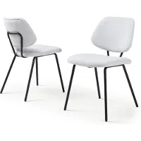 En.casa Chaise de salle à manger 'Köma' (lot de 2) Chaise rembourrée avec piètement métallique Tissu gris clair