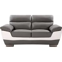 HABITAT ET JARDIN Canapé fixe en cuir reconstitué et PVC " Dallas" - 169 x 88 x 90 cm - 2 places - Gris/Blanc