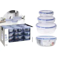 Excellent houseware Récipient de stockage 3 pièces rond, transparent, Boîte de conservation, Transparent
