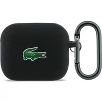 Lacoste Étui en silicone avec logo Croc pour AirPods Pro 3, noir