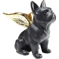 Kare Déco bouledogue noir ailes dorées