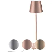 Zafferano Lampe De Table Led Poldina Pro Silver Leaf, Rechargeable Et Dimmable Avec Une Autonomie Allant Jusqu'À 12 Heures