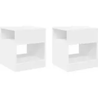 vidaXL Table d'appoint 2 pcs Blanc 40,5 x 40 x 45 cm Bois d'ingénierie