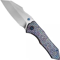We Knife Couteau pliant High-Fin XL, Diamond Pattern Flamed Ti, Satin