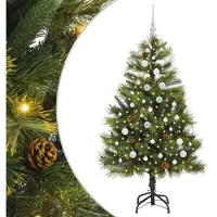 vidaXL Sapin de Noël artificiel avec branches pliables et cônes 150 cm