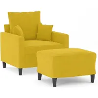 vidaXL Fauteuil avec pouf jaune 60 cm velours