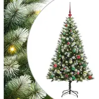 vidaXL Sapin de Noël artificiel à charnière avec neige en flocons