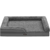 OEM Lit orthopédique pour chien, imperméable, 122 x 85 x 16 cm, gris, housse en peluche