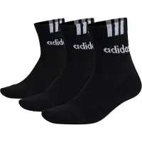 Adidas Chaussettes de sport '3-Stripes Linear Half-Crew Cushioned 3 Pairs' noir / blanc