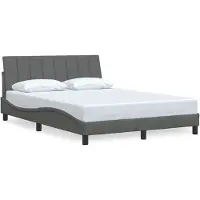 vidaXL Cadre de lit sans matelas "Hanko" gris foncé 140x190 cm Tissu