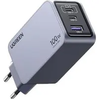 UGREEN Nexode Pro (100 W, 3 ports), Chargeur USB, Gris, Noir