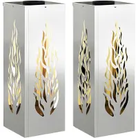 vidaXL Lampada solaire LED pour chemin, lot de 2, lumière blanche chaude, 18 x 18 x 50 cm