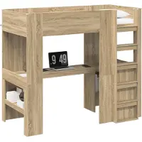 vidaXL Lit superposé avec bureau Chêne Sonoma 90 x 190 cm