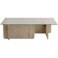 Hannah Home Table basse en bois "Flavio" - 105 x 65 x 30 cm - Travertin