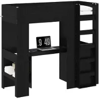 vidaXL Cadre de lit superposé avec bureau noir aspect chêne