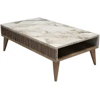 Hannah Home Table basse en bois "Milan" - 105 x 60 x 34 cm - NoyerBlanc