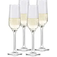 Alpina Flûtes à champagne 22cl Set de 4 flûtes - Convient aussi comme flûtes à cava et à prosecco - Set de verres à boire - Verre résistant au lave-vaisselle