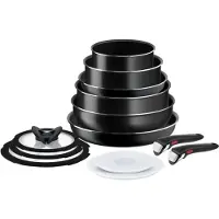 Tefal Ingenio Easy ON Set de casseroles et poêles, 13 pièces, empilable, poignée amovible, peu encombrant, antiadhésif, non compatible avec l'induction, noir
