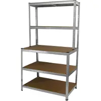 MonsterShop Etabli de Rangement en Acier Galvanisé Sans Boulons Étagère pour Atelier, Garage, & Entrepôt 100cm x 180cm x 60cm