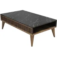 Skye Decor , table basse moderne en noyer et noir, 105 x 60 x 34,6 cm | Panneau de particules 100 % mélaminé, épaisseur 18 mm | Un design marbré élégant pour votre intérieur.