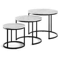 Vicco Set de tables basses Montreal blanc/noir 55x55cm 3 pièces, Model 57928