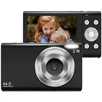 INF Appareil photo numérique 2,7K/44MP/Zoom 16x/Anti-tremblement/Webcam Noir