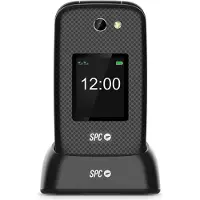 SPC Harmony 2 - Téléphone portable 4G pour seniors avec grosses touches, écran anti-rayures (2,8"+1,77"), touche d'appel d'urgence, volume 104dB et compatible avec les appareils auditifs - Noir