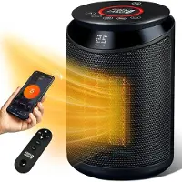 Lebenlang Radiateur soufflant - compact & économe en énergie avec télécommande - Température réglable et fonction minuterie - 2000W - noir