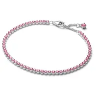 Pandora Bracelet Tennis Pandora Moments - Argent Sterling 925 Avec Cristaux Roses De Taille Ronde