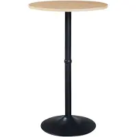 Helloshop26 Table haute ronde 100 x 60 cm acier MDF noir 03_0011085