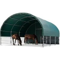 TOOLPORT Tente de pâturage 6x6 m bâche PVC 2300 Newton abri pour chevaux - type de sol : béton - ouvert àl'avant - vert