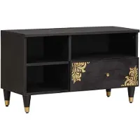 vidaXL Meuble TV avec étagère Noir 80 x 33 x 46 cm Bois massif Mango