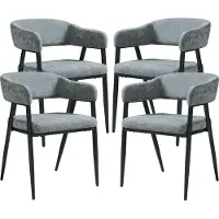 En.casa Lot de 4 chaises de salle à manger « Kohlmand » rembourrées, tissu gris foncé