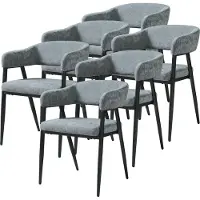 En.casa Lot de 6 chaises de salle à manger « Kohlmand » rembourrées, tissu gris foncé