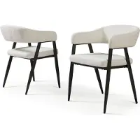En.casa Chaise de salle à manger « Kohlmand », lot de 2, rembourrée, tissu tissé beige