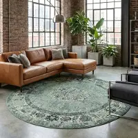 FRAAI Tapis rond vintage | Wonder Vert/Noir | Ø 180cm | Noir | Rond | Tapis