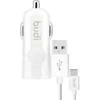 Budi - 1 chargeur de voiture USB avec indicateur LED+câble USB type C
