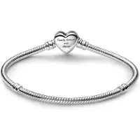 Pandora Bracelet Maille Serpent Fermoir Coeur Infini Scintillant Pandora Moments