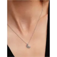 Pandora Collier pendentif croissant de lune, (Argent 925)