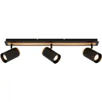 Briloner DUTA Plafonnier, Orientable, Douille GU10, À 3 ampoules, Noir-Bois, 70 x 14,5 cm