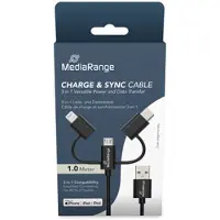 MediaRange MRCS246 3-in-1 Kabel, micro USB, USB-C und Lightning, sw