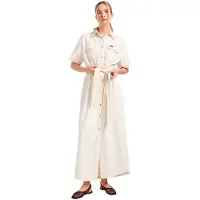 Lee Western Short Sleeve Long Dress Beige XS Femme