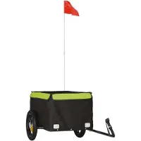 Syfax Remorque de vélo noir et vert 30 kg fer