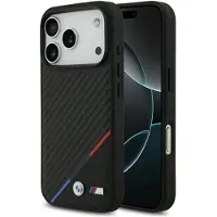 BMW Case M Carbon Tricolor Line MagSafe for iPhone 17 Pro black (Apple iPhone 17 Pro), Coque pour téléphone portable, Noir