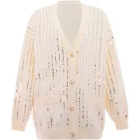 Faina Cardigan argent / blanc cassé