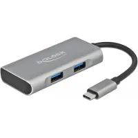 DeLOCK HUB USB 3.2Gen2 Typ-C 3xTyp-A Bu 1xTyp-C Bu extern